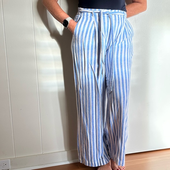 Tommy Hilfiger Women’s Striped Paperbag-Waist Wide-Leg Pants linen - Picture 4 of 8